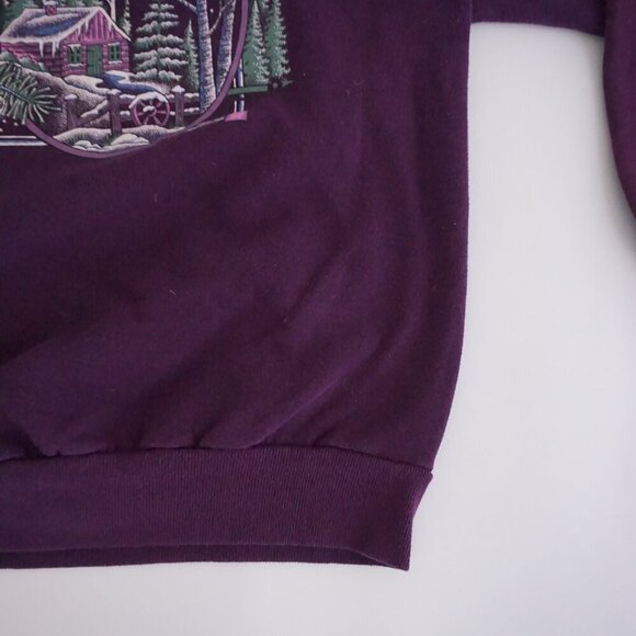 Vtg '90S Jerzees Wisconsin Winter Puff Print Purple Cotton Crew Neck Sweater XL - Picture 6 of 9